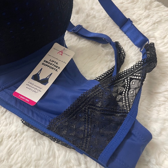 Ashley Stewart Black Full Coverage Micro Underwired Lace T-Shirt Bra 46D - Picture 11 of 12